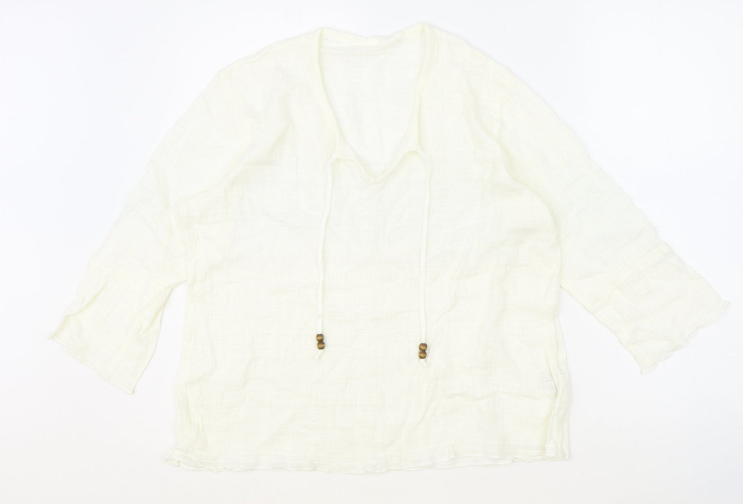 Womens UK Size L Preworn Ivory Basic Blouse