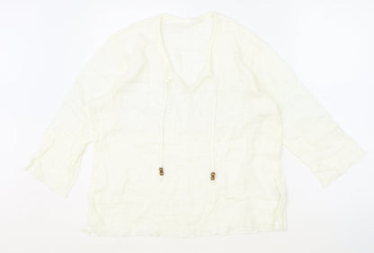 Womens UK Size L Preworn Ivory Basic Blouse