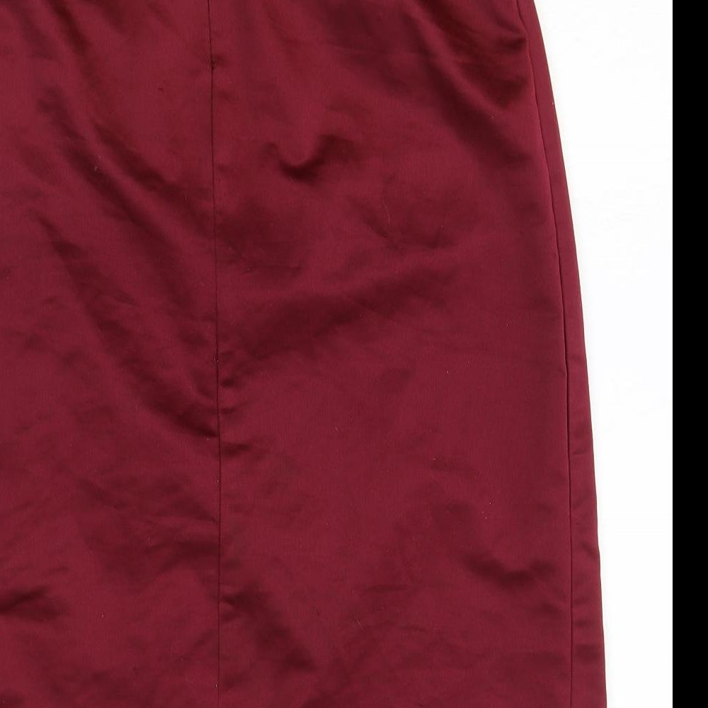 New Look Womens Red Polyester Wrap Skirt Size 8 Zip