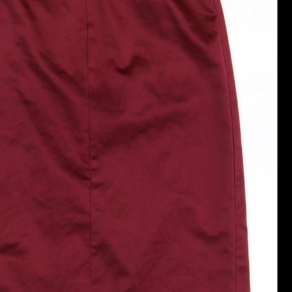 New Look Womens Red Polyester Wrap Skirt Size 8 Zip