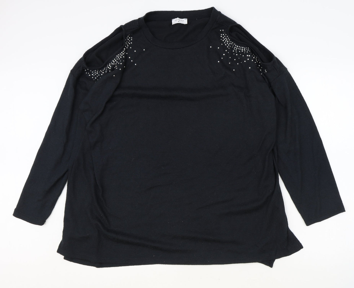 Womens UK Size XL Papaya Black Basic Blouse