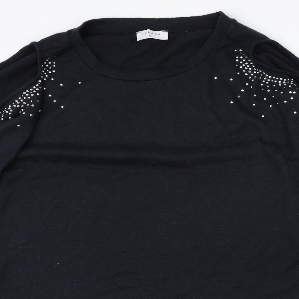 Womens UK Size XL Papaya Black Basic Blouse