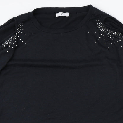 Womens UK Size XL Papaya Black Basic Blouse