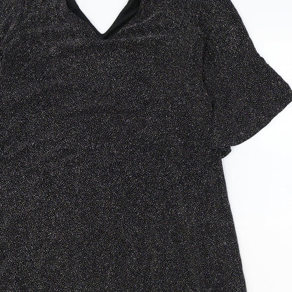 F&F Womens Black Nylon A-Line Size 12 V-Neck Tie