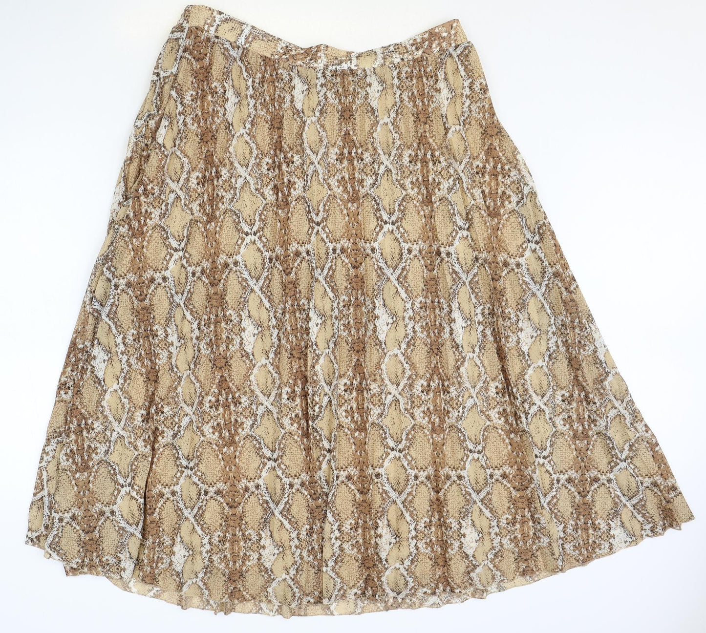Marks and Spencer Womens Brown Animal Print Polyester Swing Skirt Size 18 - Snakeskin Pattern