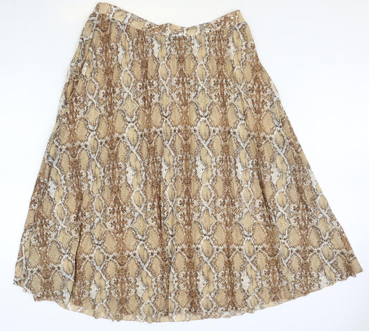 Marks and Spencer Womens Brown Animal Print Polyester Swing Skirt Size 18 - Snakeskin Pattern
