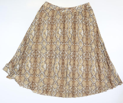 Marks and Spencer Womens Brown Animal Print Polyester Swing Skirt Size 18 - Snakeskin Pattern