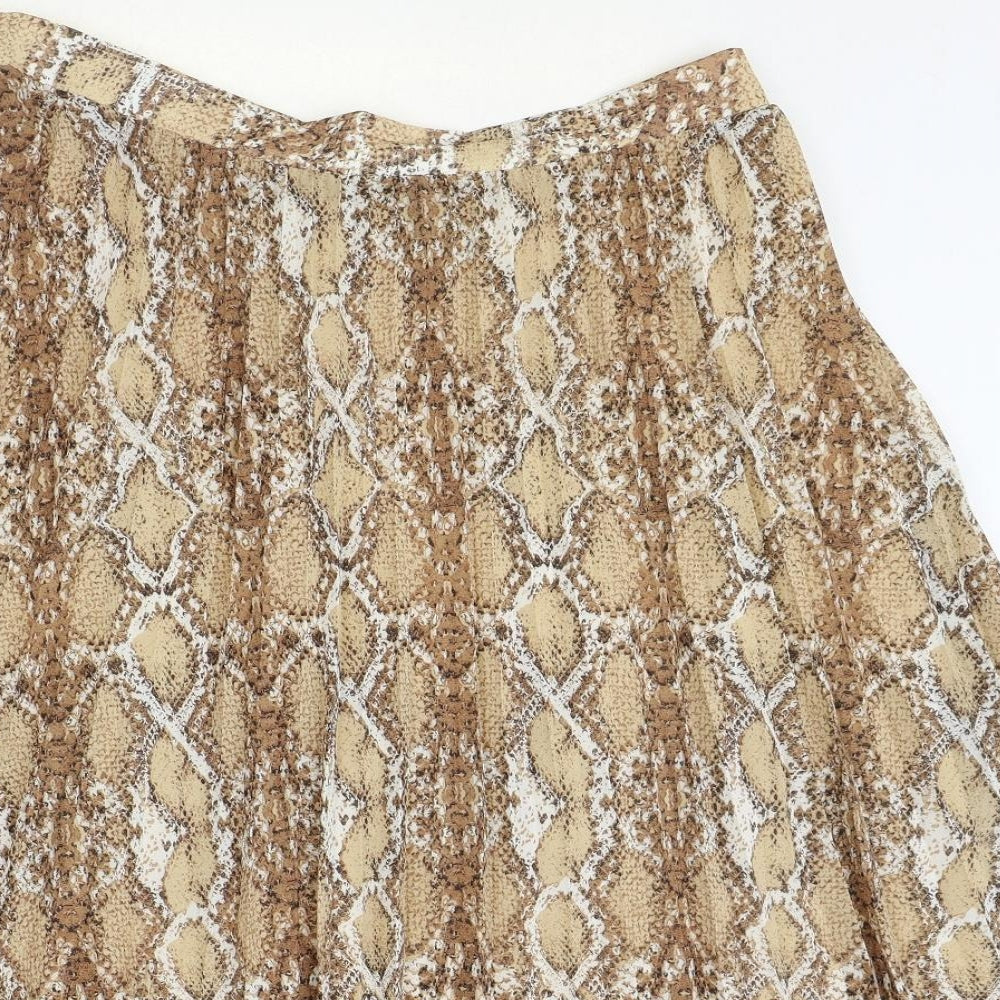 Marks and Spencer Womens Brown Animal Print Polyester Swing Skirt Size 18 - Snakeskin Pattern