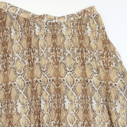 Marks and Spencer Womens Brown Animal Print Polyester Swing Skirt Size 18 - Snakeskin Pattern