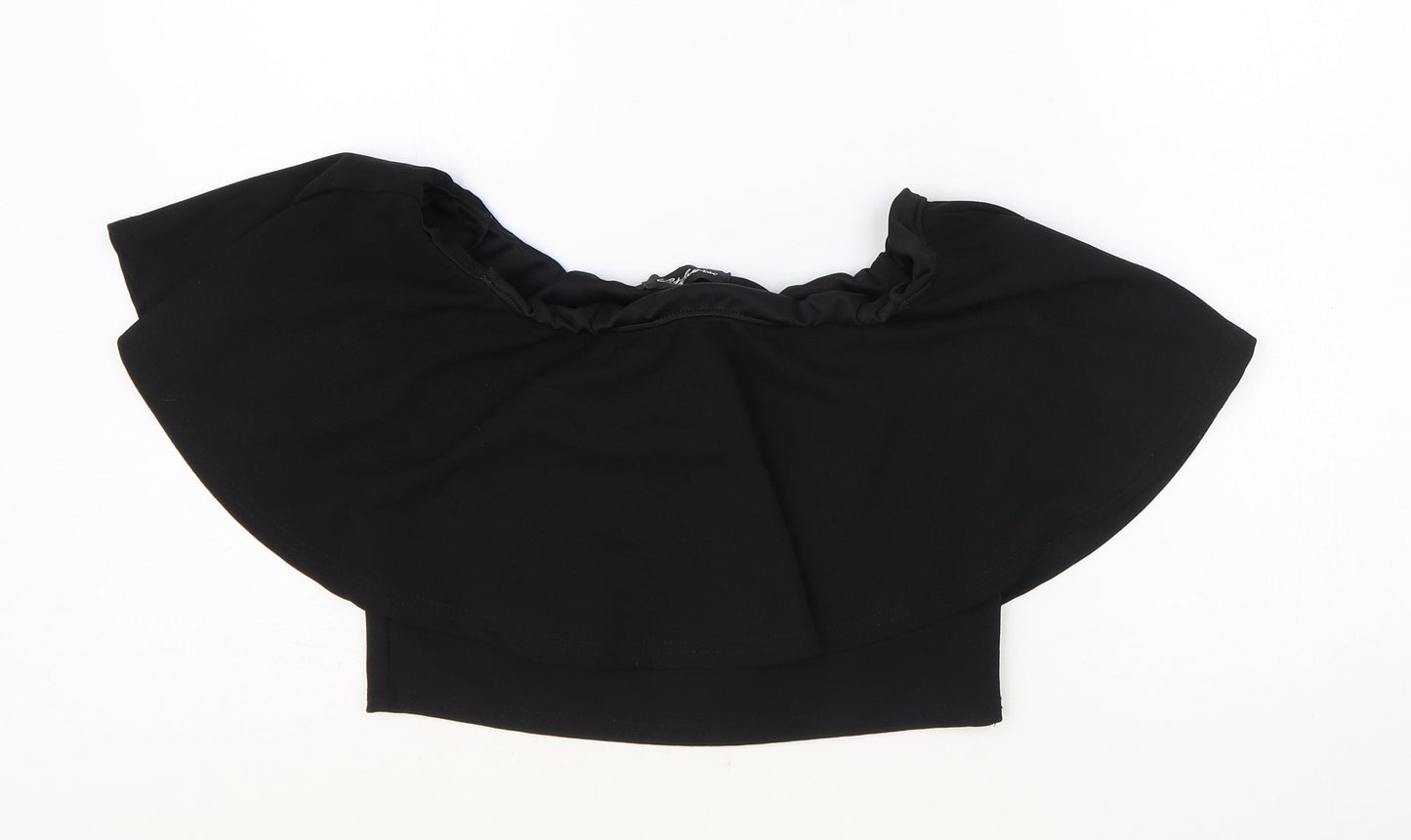 Styleverse Womens Black Polyester Cropped Blouse Size 12 Off the Shoulder