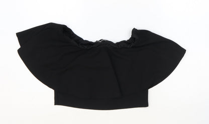 Styleverse Womens Black Polyester Cropped Blouse Size 12 Off the Shoulder