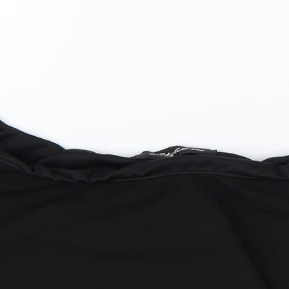 Styleverse Womens Black Polyester Cropped Blouse Size 12 Off the Shoulder