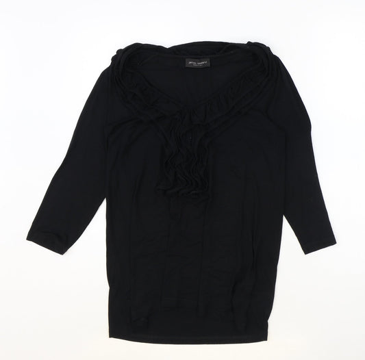 James Lakeland Womens Black Polyester Basic T-Shirt Size 14 Round Neck