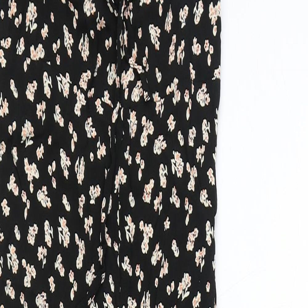 Topshop Womens Black Floral Polyester Jumpsuit One-Piece Size 8 Zip