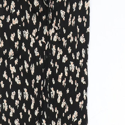 Topshop Womens Black Floral Polyester Jumpsuit One-Piece Size 8 Zip