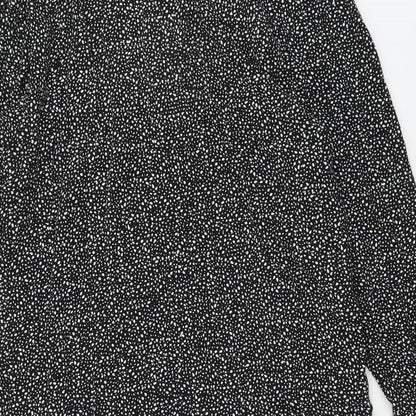 H&M Womens Black Geometric Viscose A-Line Size M V-Neck Button