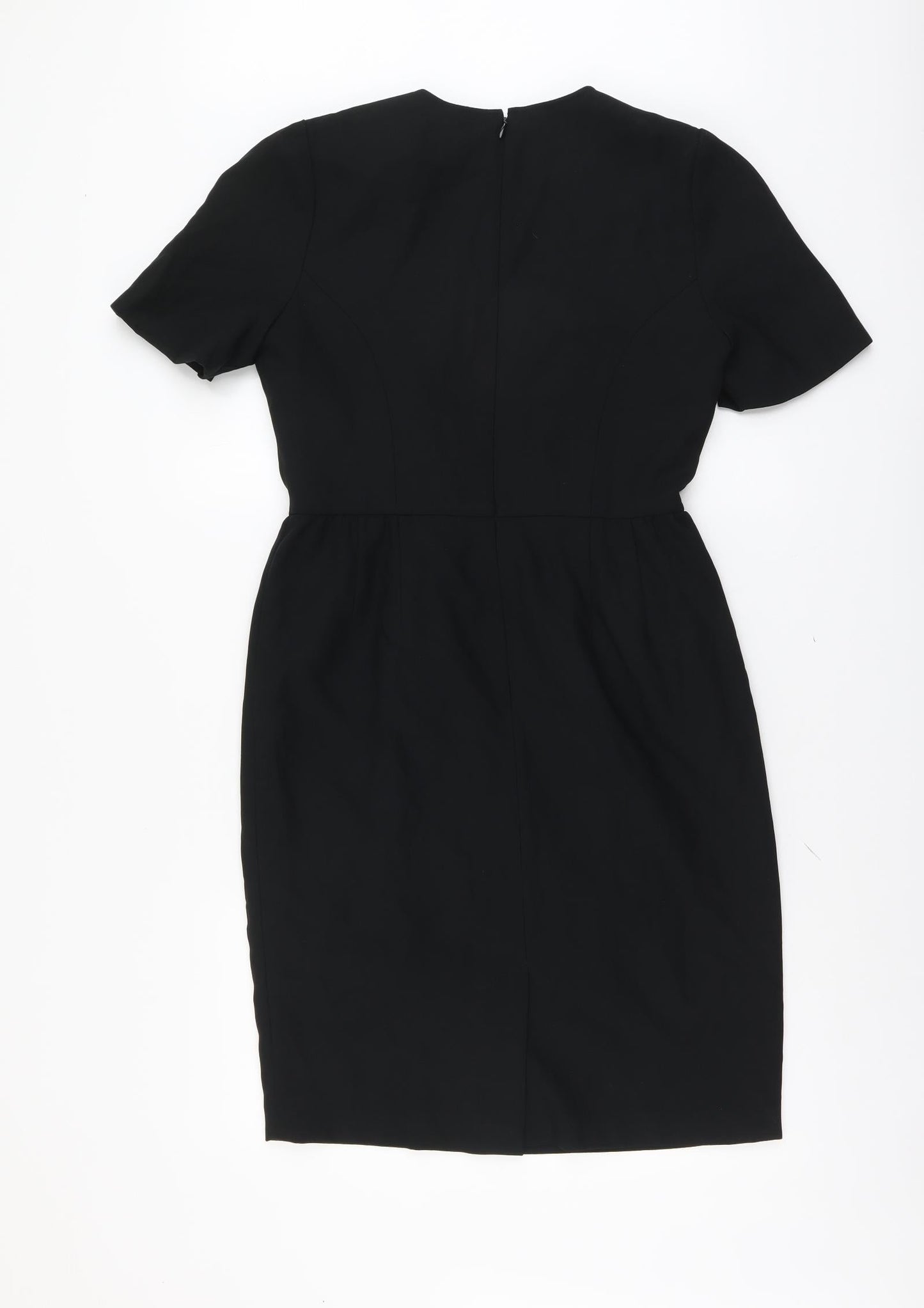 Liz Claiborne Womens Black Polyester Pencil Dress Size 10 V-Neck Zip