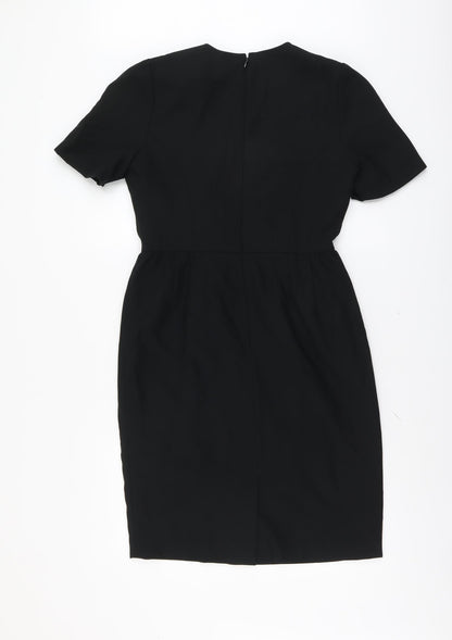 Liz Claiborne Womens Black Polyester Pencil Dress Size 10 V-Neck Zip