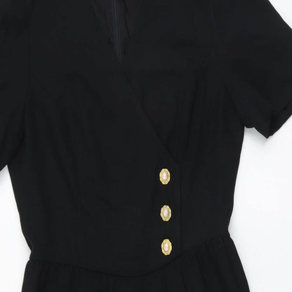 Liz Claiborne Womens Black Polyester Pencil Dress Size 10 V-Neck Zip