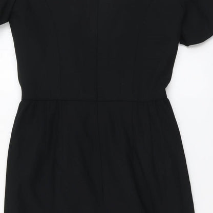 Liz Claiborne Womens Black Polyester Pencil Dress Size 10 V-Neck Zip