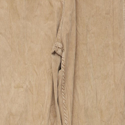 Marks and Spencer Womens Beige Cotton Trousers Size 12 L29 in Regular Button