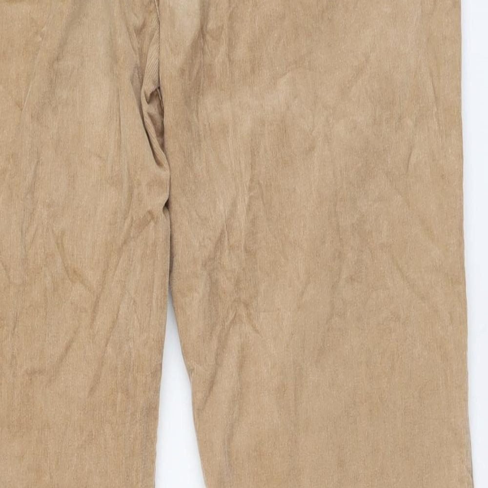 Marks and Spencer Womens Beige Cotton Trousers Size 12 L29 in Regular Button