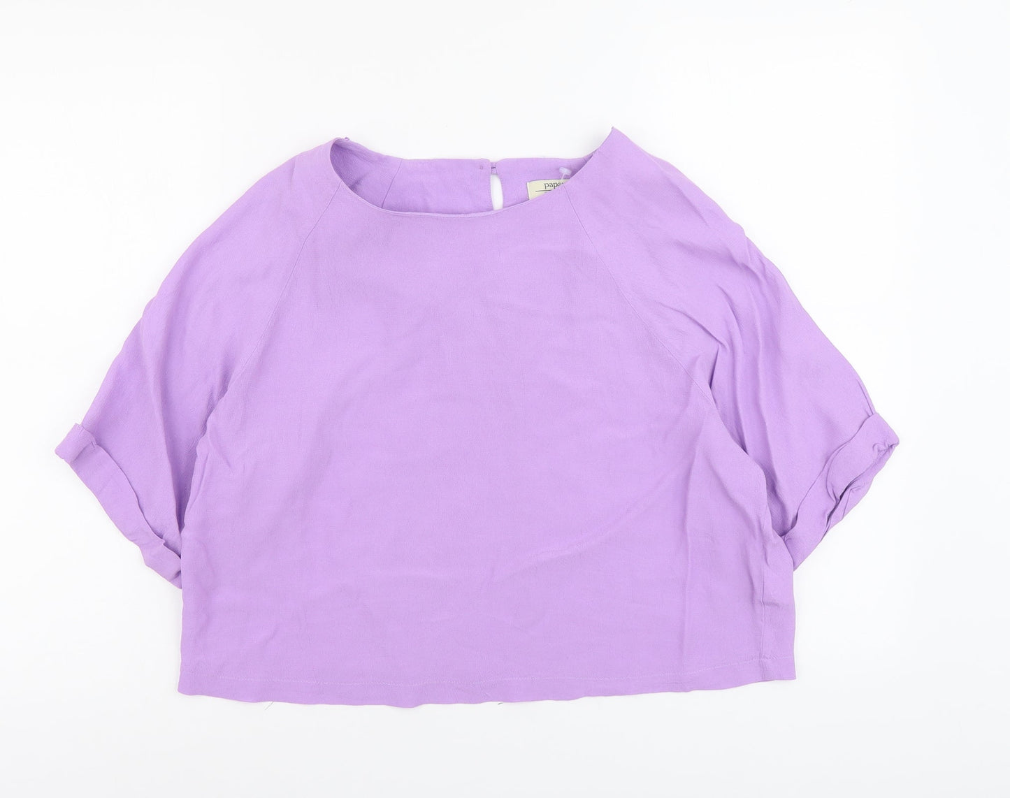 Womens UK Size 12 Papaya Purple Cropped Blouse