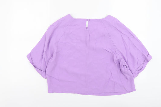 Womens UK Size 12 Papaya Purple Cropped Blouse