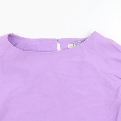 Womens UK Size 12 Papaya Purple Cropped Blouse