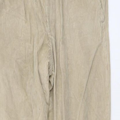 Preworn Mens Beige Cotton Carrot Trousers Size L L32 in Regular Button