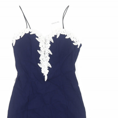 NB Avenue Womens Blue Floral Viscose Bodycon Size 8 Sweetheart Zip