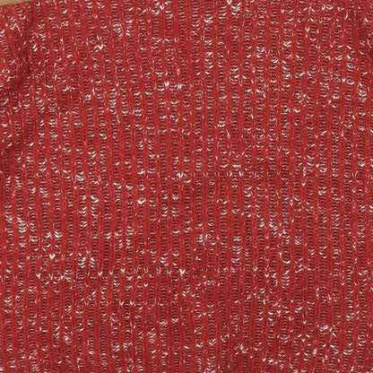 Easy Mens Red Round Neck Acrylic Pullover Jumper Size XL Long Sleeve