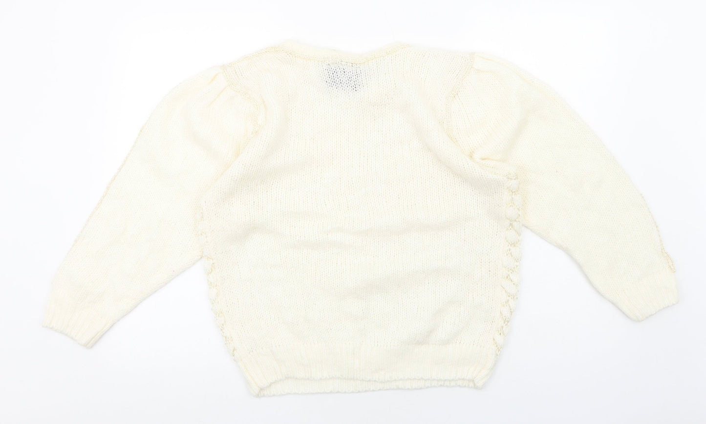 Paramour Womens White Round Neck Acrylic Pullover Jumper One Size