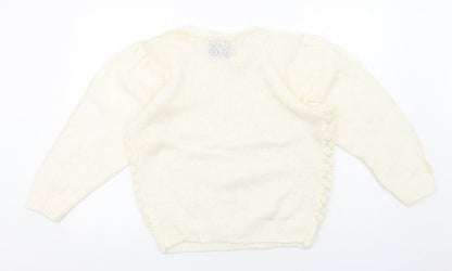 Paramour Womens White Round Neck Acrylic Pullover Jumper One Size