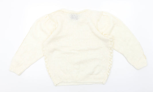Paramour Womens White Round Neck Acrylic Pullover Jumper One Size
