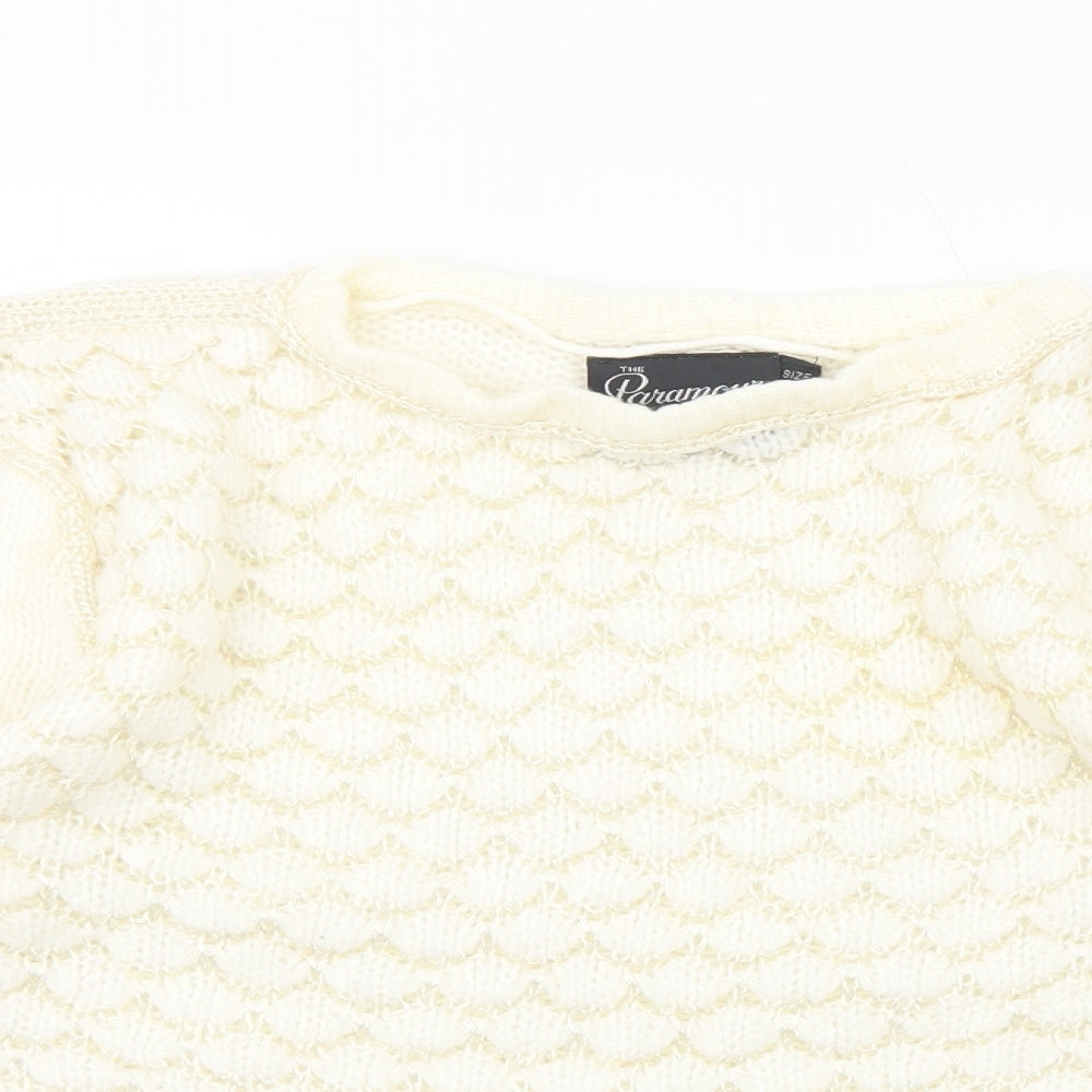 Paramour Womens White Round Neck Acrylic Pullover Jumper One Size