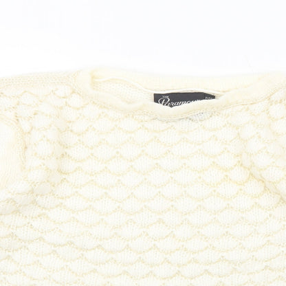 Paramour Womens White Round Neck Acrylic Pullover Jumper One Size