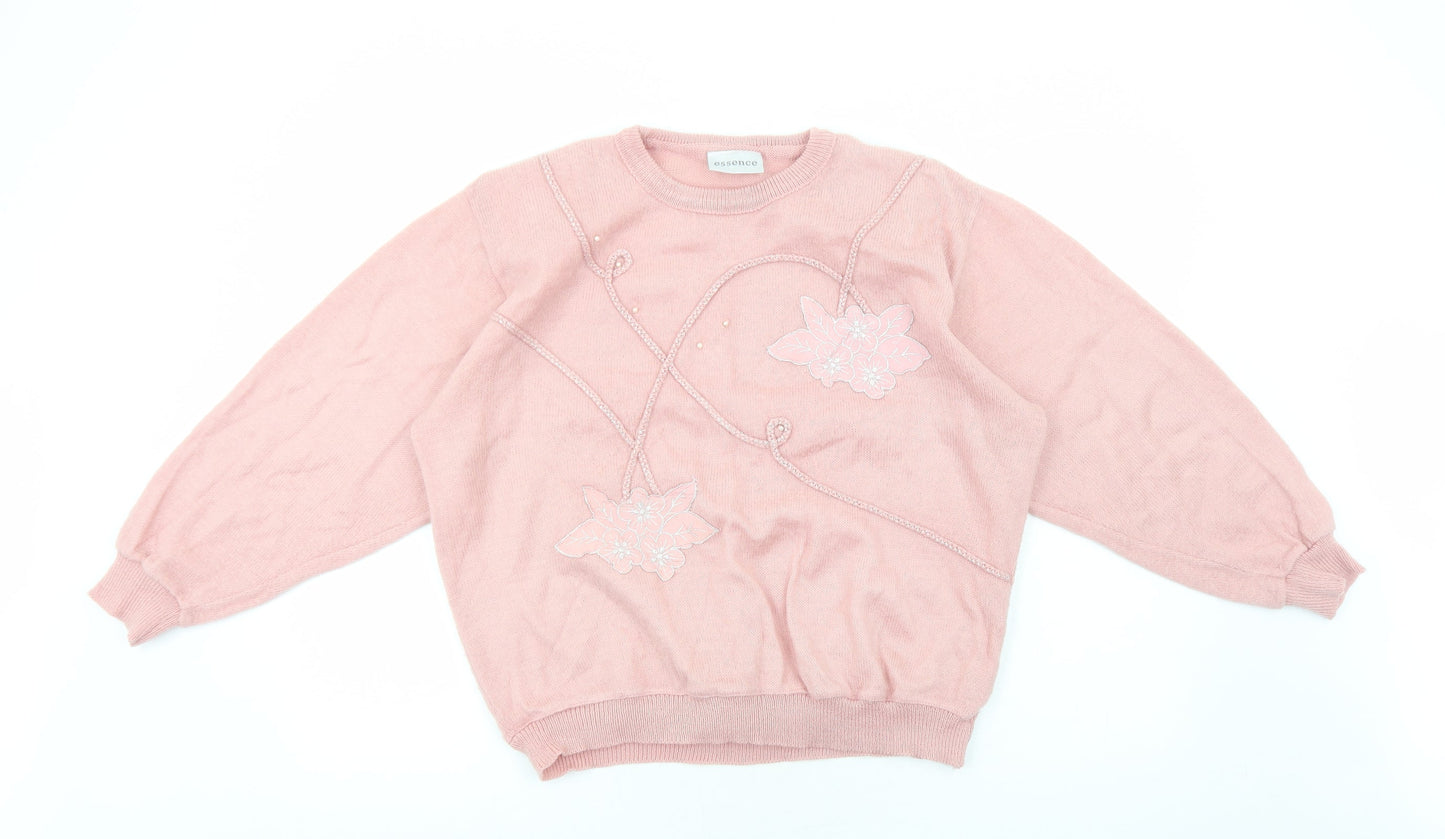 Womens UK Size M essence Pink Pullover Jumper