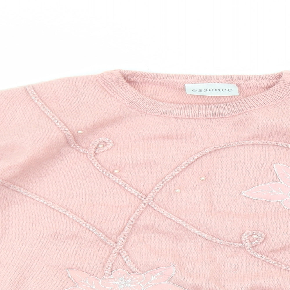 Womens UK Size M essence Pink Pullover Jumper