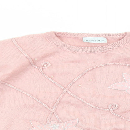 Womens UK Size M essence Pink Pullover Jumper