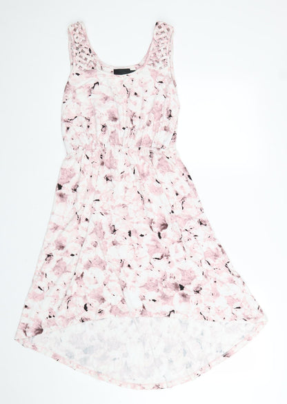 Cynthia Rowley Womens Pink Floral Viscose Fit & Flare Size S Scoop Neck Pullover