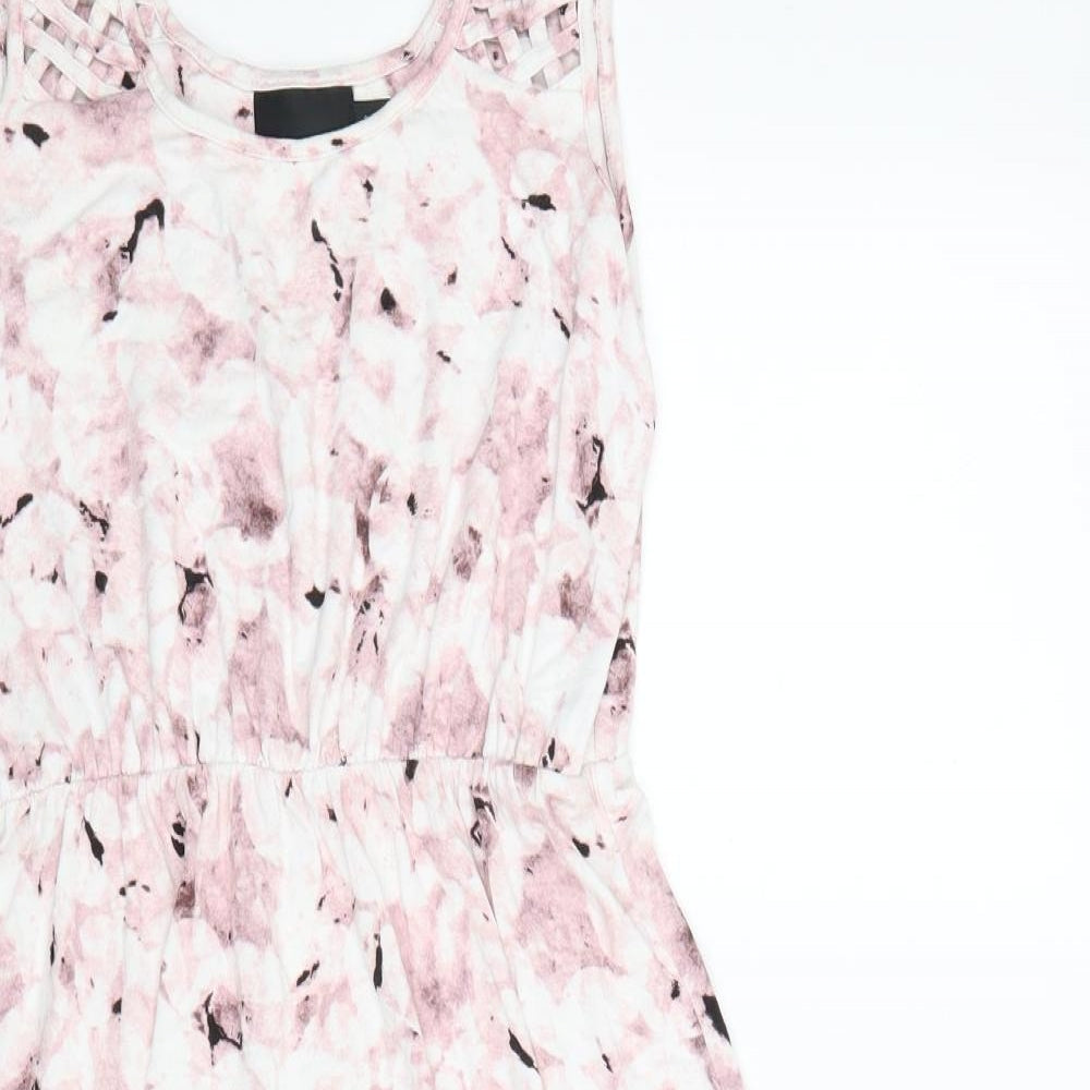 Cynthia Rowley Womens Pink Floral Viscose Fit & Flare Size S Scoop Neck Pullover