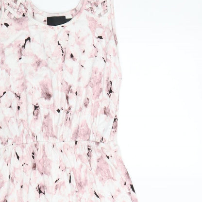 Cynthia Rowley Womens Pink Floral Viscose Fit & Flare Size S Scoop Neck Pullover