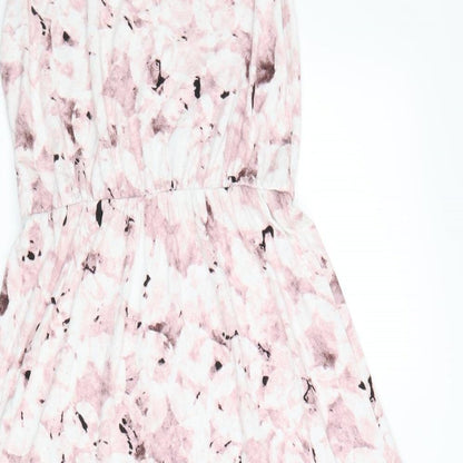 Cynthia Rowley Womens Pink Floral Viscose Fit & Flare Size S Scoop Neck Pullover