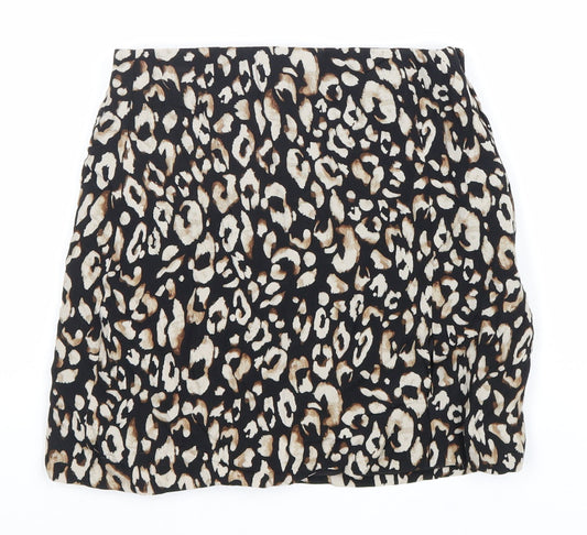H&M Womens Brown Animal Print Polyester Straight & Pencil Skirt Size XS Zip - Leopard Pattern