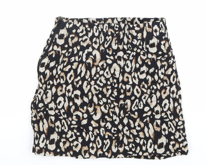 H&M Womens Brown Animal Print Polyester Straight & Pencil Skirt Size XS Zip - Leopard Pattern