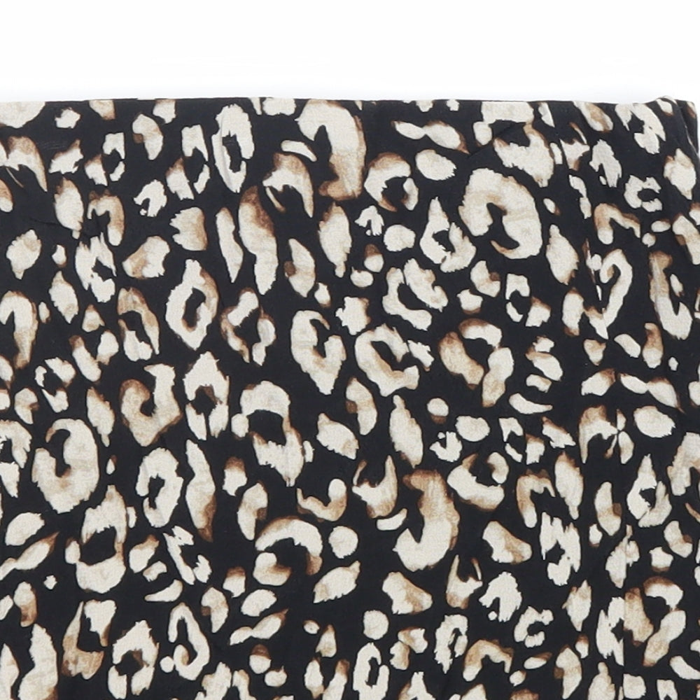 H&M Womens Brown Animal Print Polyester Straight & Pencil Skirt Size XS Zip - Leopard Pattern