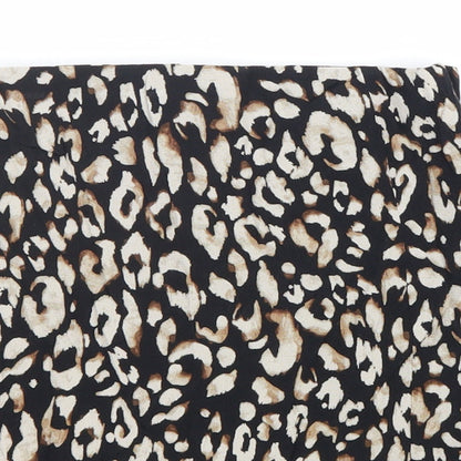 H&M Womens Brown Animal Print Polyester Straight & Pencil Skirt Size XS Zip - Leopard Pattern