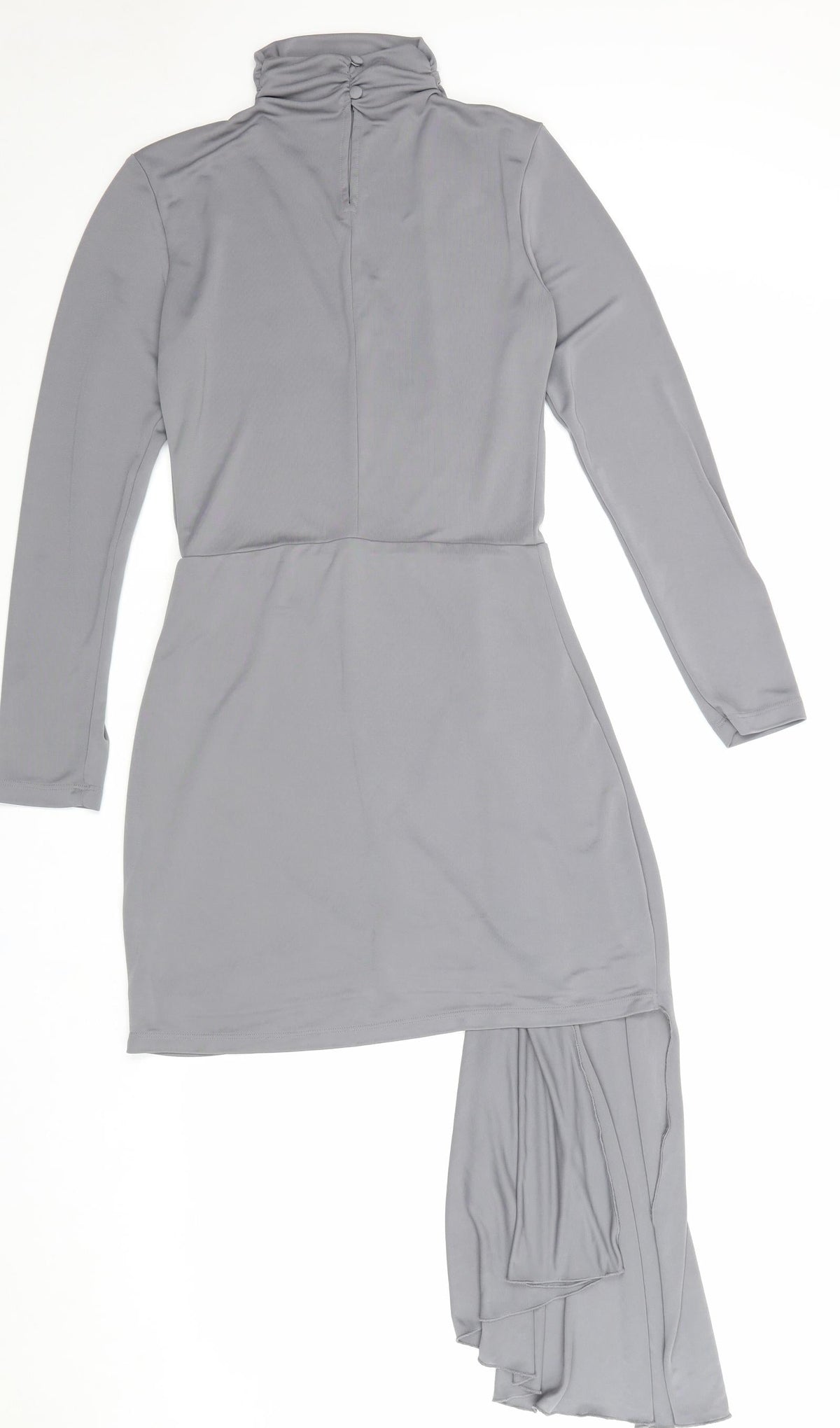 Zara Womens Grey Polyester Bodycon Size S High Neck Button