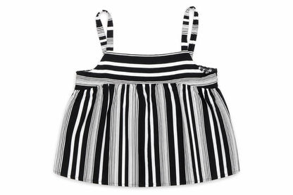 Primark Girls Black Striped Polyester Basic Blouse Size 10-11 Years Square Neck Pullover